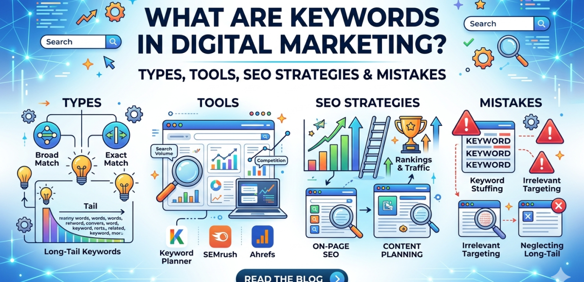 What are Keywords in Digital Marketing? Types, Tools, SEO Strategies & Mistakes