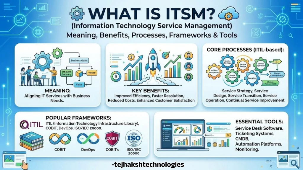 What Is ITSM? Meaning, Benefits, Processes, Frameworks & Tools